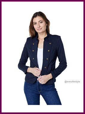 Tommy Hilfiger Open Front Band Jacket Tailored Blazer Business Casual